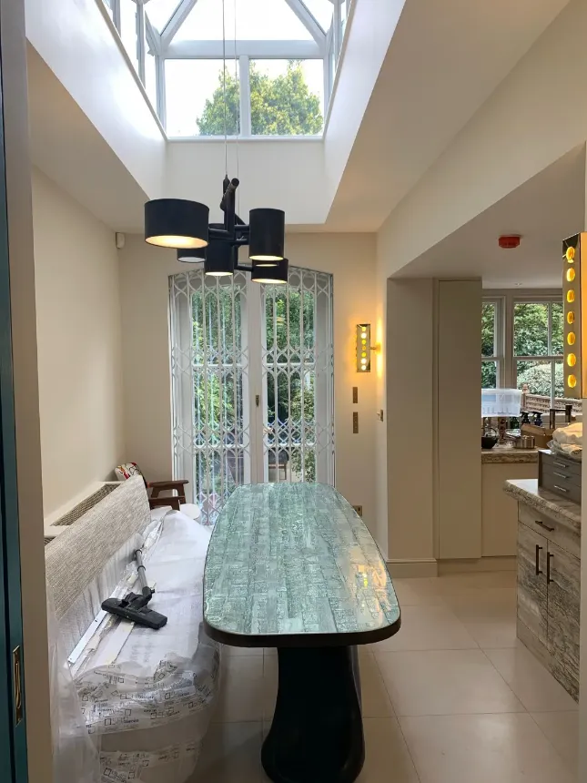 sofa and table in the kitchen